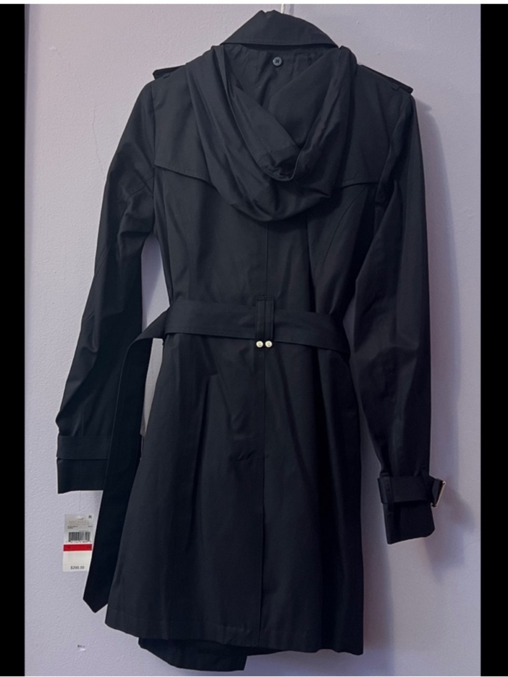 Micheal Kors Navy Double-Breasted Trench Coat with Belt - Picture 2 of 6